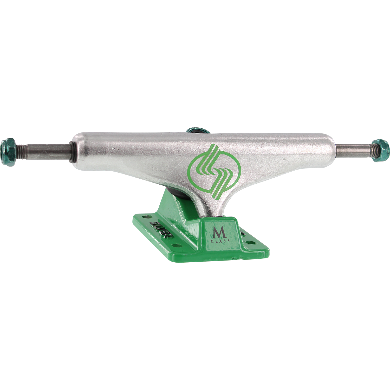 Silver M-Hollow 8.0 Polished/Green Skateboard Trucks