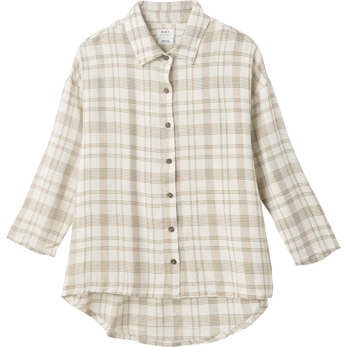 RVCA Drift Away Plaid Button Up Top Womens
