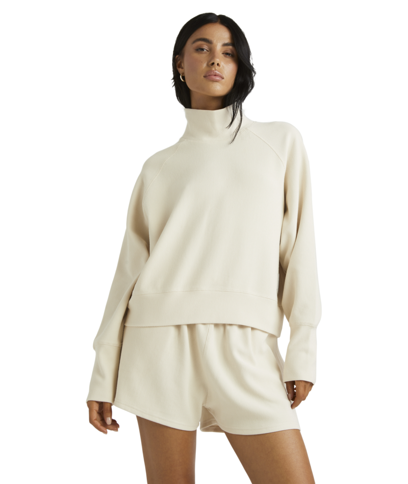 RVCA Women's Sofie Waffle Mock Neck (Latte)